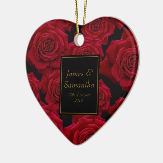 Elegante rode roos - keramisch ornament (Links)