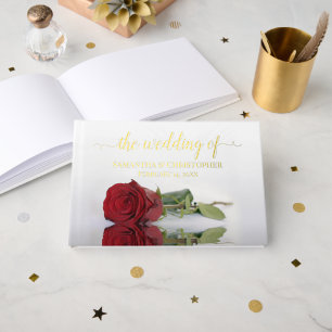Elegante rode roos kleine bruiloft Folie Gastenboek