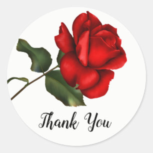Elegante rode roos lange steel bloem feest cadeaut ronde sticker