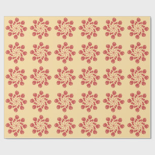 Elegante Rode Roos Mandala Cirkelvormig Bloemmotie Cadeaupapier
