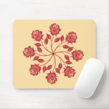 Elegante Rode Roos Mandala Cirkelvormig Bloemmotie