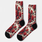 Elegante Rode Roos Mandala Sokken (Links)