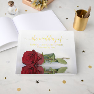 Elegante rode roos medium bruiloft Folie Gastenboek