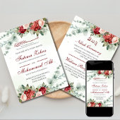Elegante Rode Roos Moslim bruiloft Nikah Kaart