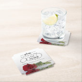 Elegante rode roos neem mijn Drink naam bruiloft n Kartonnen Onderzetters (Insitu)