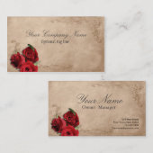 Elegante rode roos op beige  Antiek Visitekaartje (Voorkant / Achterkant)