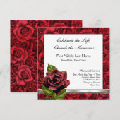 Elegante Rode Roos Overlijdensbericht Kaart (Voorkant / Achterkant)