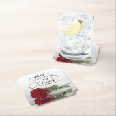 Elegante Rode Roos Pak Mijn Drank Niet Op Bruiloft Kartonnen Onderzetters (Insitu)