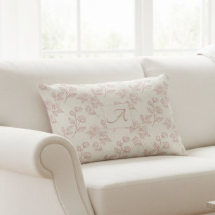 Elegante Rode Roos Papier Chintz Monogram Accent Kussen