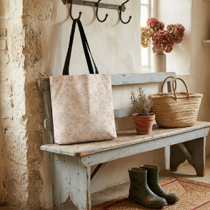Elegante Rode Roos Papier Chintz Monogram Tote Bag