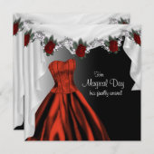 Elegante rode roos quinceanera uitnodigingen (Voorkant / Achterkant)