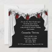 Elegante rode roos quinceanera uitnodigingen (Achterkant)