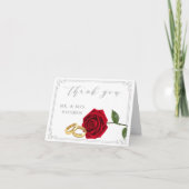 Elegante rode roos ringen bruiloft dank u bedankkaart (Voorkant)