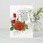 Elegante rode roos romantische bloemenbruiloft kaart (Staand voorkant)