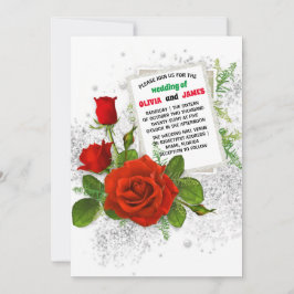 Elegante rode roos romantische bloemenbruiloft kaart