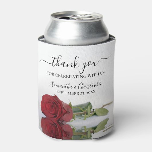 Elegante rode roos romantische bruiloft Dank u Blikjeskoeler (Blikje Voorkant)
