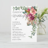 Elegante Rode roos romantische Floral winter bruil Kaart (Staand voorkant)