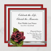 Elegante rode roos rouwende Kaarten (Voorkant / Achterkant)