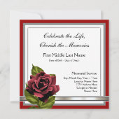 Elegante rode roos rouwende Kaarten (Voorkant)