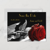 Elegante rode roos Save the Date Aankondigingskaart (Voorkant / Achterkant)