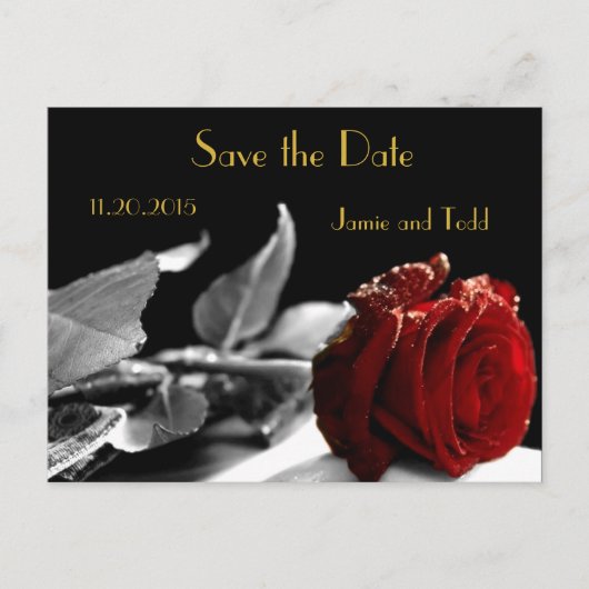 Elegante rode roos Save the Date Aankondigingskaart (Voorkant)