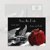 Elegante rode roos Save the Date Aankondigingskaart (Voorkant / Achterkant)