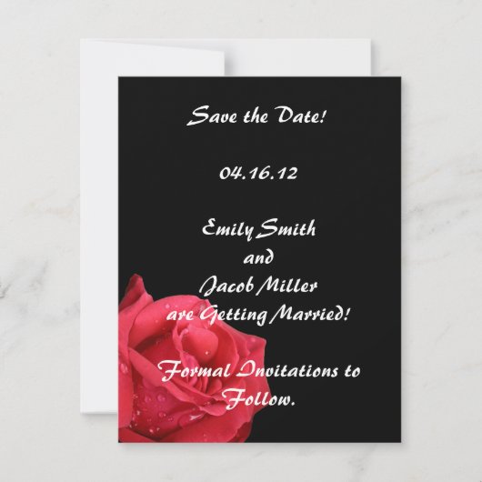 Elegante Rode Roos Save the Date Kaarten (Voorkant)