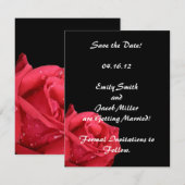 Elegante Rode Roos Save the Date Kaarten (Voorkant / Achterkant)