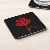 Elegante rode roos set van 6 onderzetters (Linkerzijde)