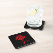 Elegante rode roos set van 6 onderzetters (Rechterzijde)