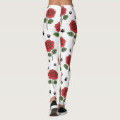 Elegante Rode Roos & Speelse Pootafdruk Leggings (Achterkant)