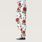 Elegante Rode Roos & Speelse Pootafdruk Leggings (Links)