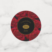 Elegante rode roos verjaardag gefeliciteerd confetti (Kleine voorkant)