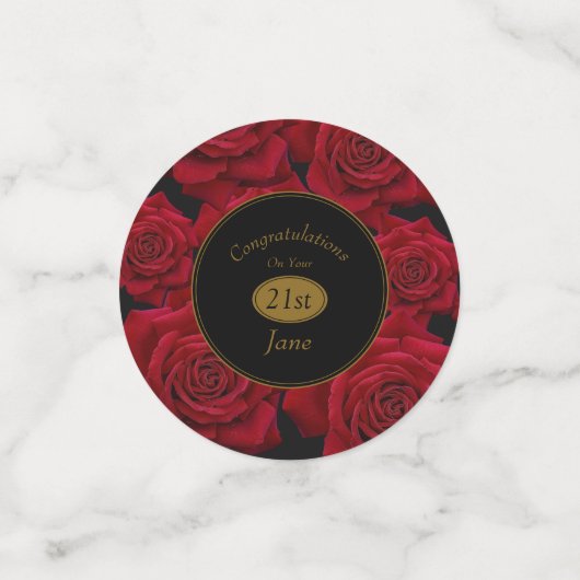 Elegante rode roos verjaardag gefeliciteerd confetti (Kleine voorkant)