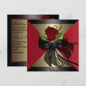 Elegante rode roos verjaardag uitnodiging (Voorkant / Achterkant)