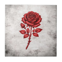 Elegante Rode Roos Vintage Botanische Keramische T
