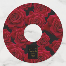 Elegante rode roos - wijnglaslabel