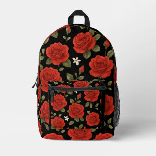 Elegante Rode Roos & Witte Jasmijn Waterverf Bloem Bedrukte Rugzak