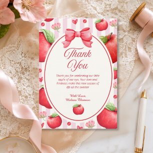 Elegante Rode Roze Appel Coquette Baby Shower Bedankkaart