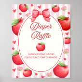 Elegante Rode Roze Appel Coquette Luier Raffle Poster (Voorkant)