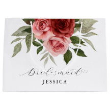 Elegante rode roze aquarelrozen bruidsmeisje