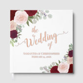 Elegante rode & roze Boho Rozen Folie bruiloft Gastenboek (Voorkant)