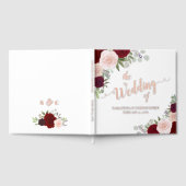 Elegante rode & roze Boho Rozen Folie bruiloft Gastenboek (Volledig)