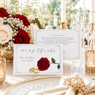 Elegante Rode Roze Gouden Ringen Huwelijk Dank Je Bedankkaart