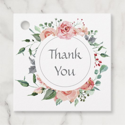 Elegante rode roze roos bruiloft bedankt bedankjes labels (Voorkant)