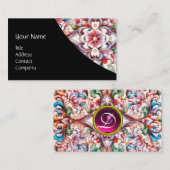 ELEGANTE RODE ROZE ROZEN BLOEMENFANTASIE MONOGRAM VISITEKAARTJE (Voorkant / Achterkant)