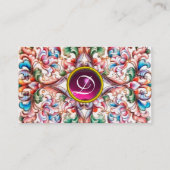 ELEGANTE RODE ROZE ROZEN BLOEMENFANTASIE MONOGRAM VISITEKAARTJE (Achterkant)