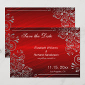 Elegante Rode Roze Save the Date Trouwdag (Voorkant / Achterkant)