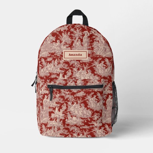 Elegante  rode roze toile de jouy bedrukte rugzak (Voorkant)
