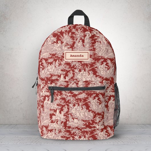 Elegante  rode roze toile de jouy bedrukte rugzak